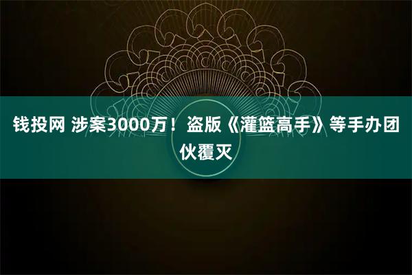钱投网 涉案3000万！盗版《灌篮高手》等手办团伙覆灭